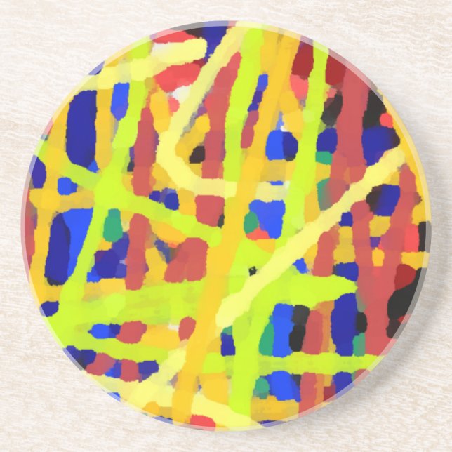 Colorful Abstract Artwork Sandstone Coaster (Front)