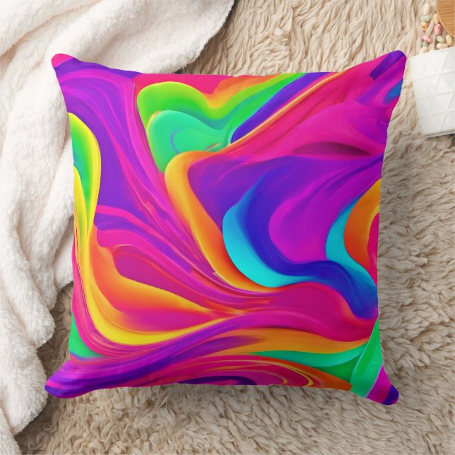 Colorful Abstract Artwork Throw Pillow (Blanket)
