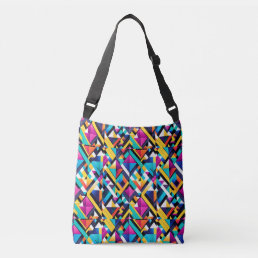 Colorful Abstract Asymmetrical Shapes Pattern  Crossbody Bag