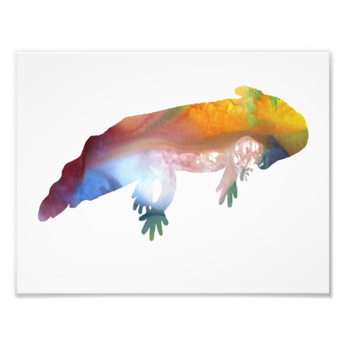 Colorful abstract axolotl silhouette photo print