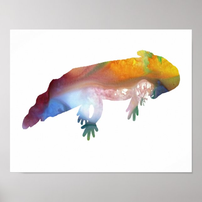 Colorful abstract axolotl silhouette poster (Front)