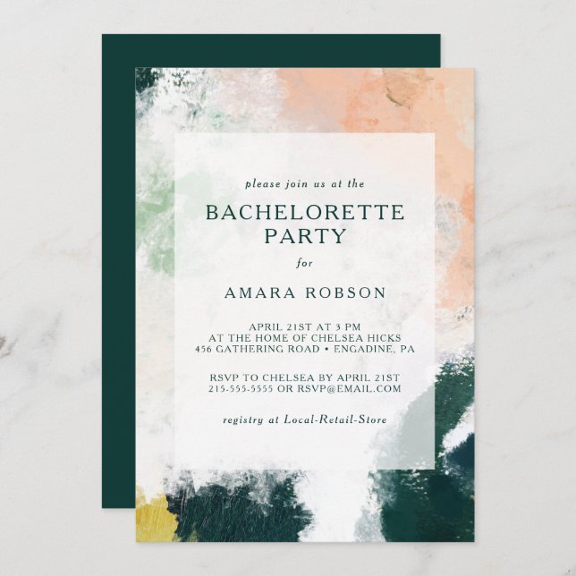 Colorful Abstract Bachelorette Party Invitation (Front/Back)