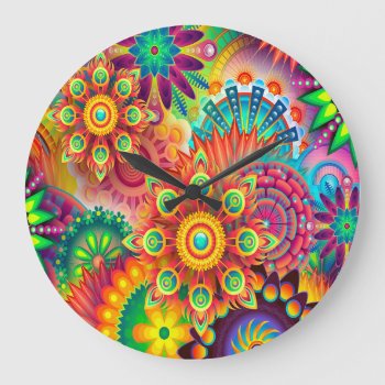 Colorful Abstract Background Large Clock by Abstract_City at Zazzle