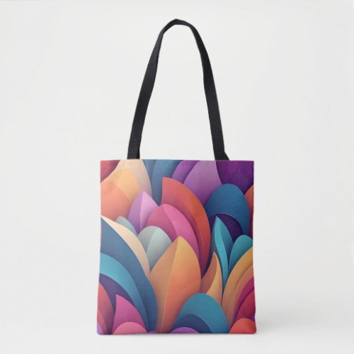 Colorful abstract background overlapping curved tote bag