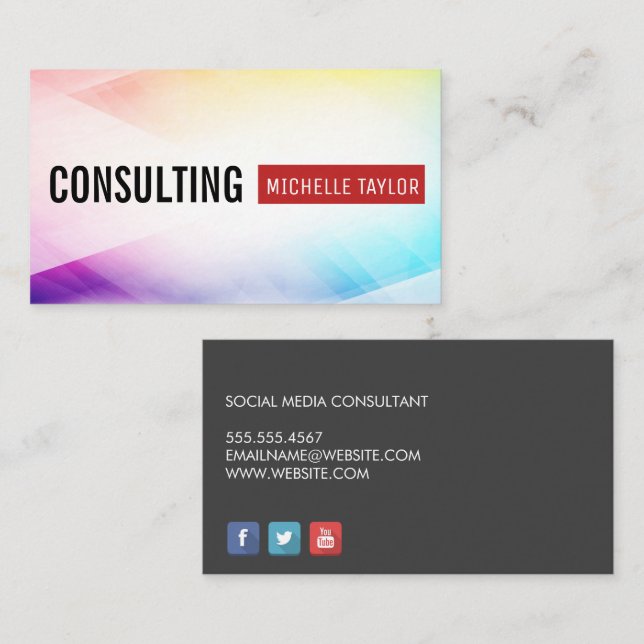 Colorful Abstract Background | Red Bar Business Card (Front/Back)