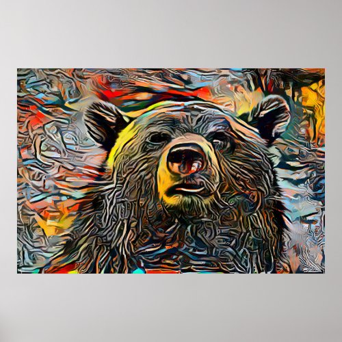 Colorful Abstract Bear Poster