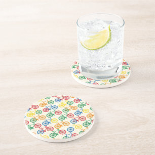 Colorful Abstract Bicycle Pattern Design Coaster