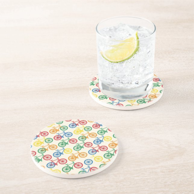Colorful Abstract Bicycle Pattern Design Coaster (Side)