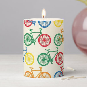 Colorful Abstract Bicycle Pattern Design Pillar Candle