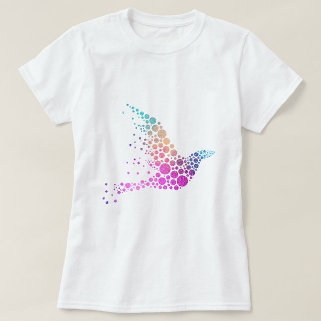 Colorful Abstract Bird In Flight T-Shirt (Design Front)