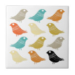 Colorful Abstract Birds Mid-century Modern Ceramic Tile<br><div class="desc">This fabulous mid century modern tile features rows of bright birds,  in the colors of turquoise,  orange,  cream,  green,  tan,  and black. This will make a fabulous addition to your kitchen decor!</div>