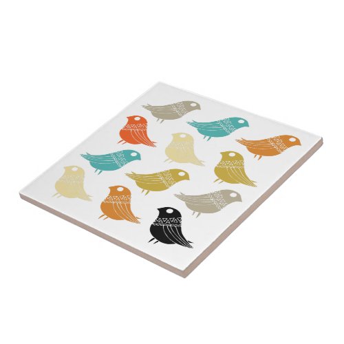Colorful Abstract Birds Mid_century Modern Ceramic Tile