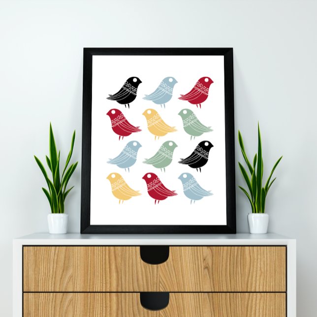 Colorful Abstract Birds Mid-Century Retro Poster (Creator Uploaded)