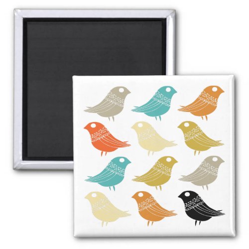 Colorful Abstract Birds Midcentury Modern Magnet