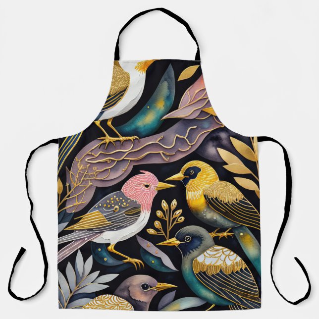 Colorful Abstract Birds Painting Apron (Front)