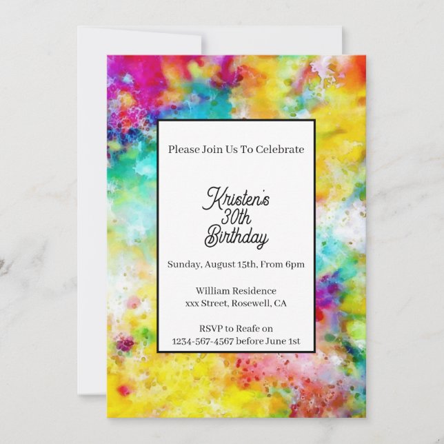 Colorful Abstract Birthday Invitation (Front)