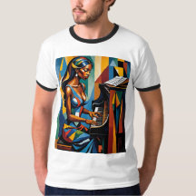 Colorful Abstract Black Woman Pianist Shirt