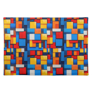 Colorful abstract blocks cloth placemat