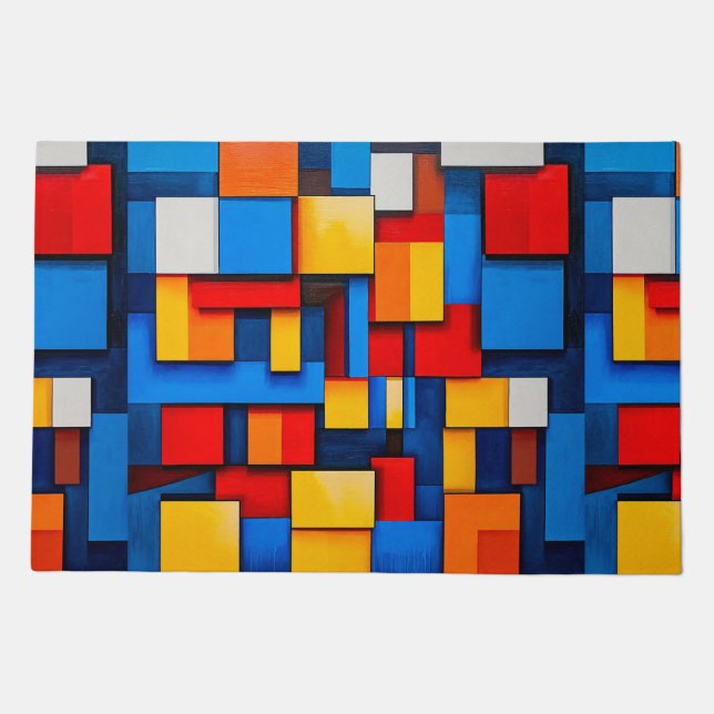 Colorful abstract blocks doormat (Front)