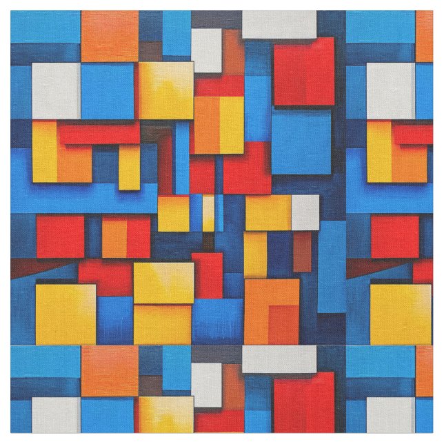 Colorful abstract blocks fabric (Close Up)