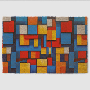 Colorful abstract blocks fiber doormat