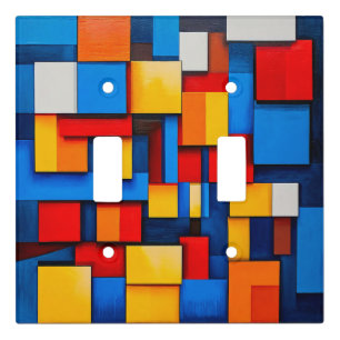 Colorful abstract blocks light switch cover