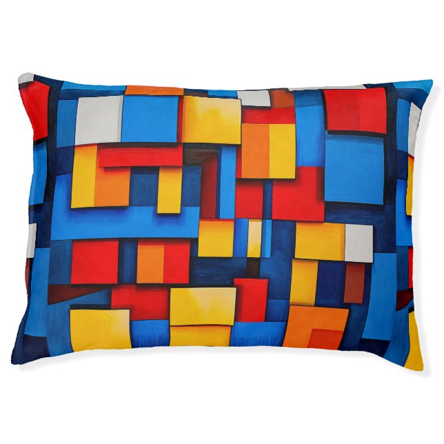 Colorful abstract blocks pet bed (Front)