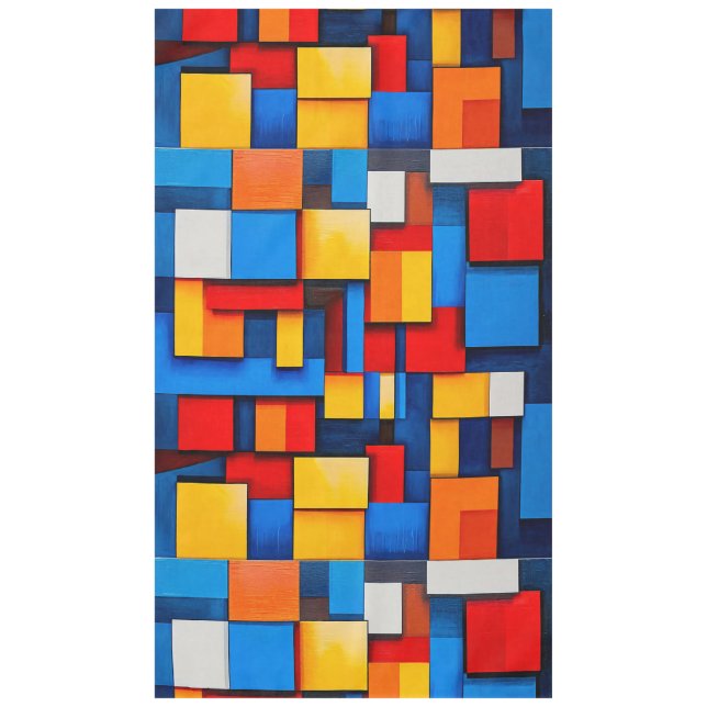 Colorful abstract blocks tablecloth (Front)