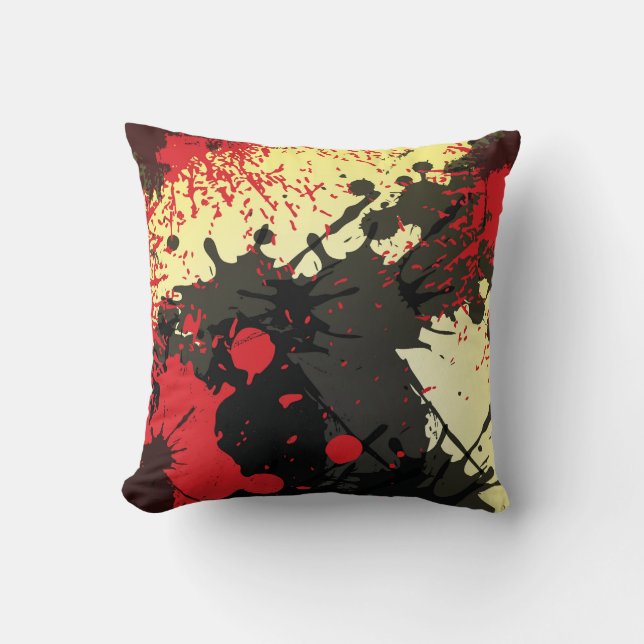 Colorful Abstract Blotches of Paint Throw Pillow (Front)