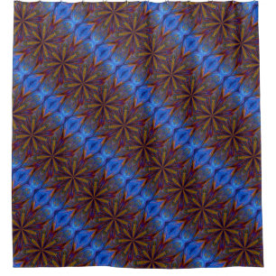 Colorful Abstract Blue And Gold Pattern  Shower Curtain