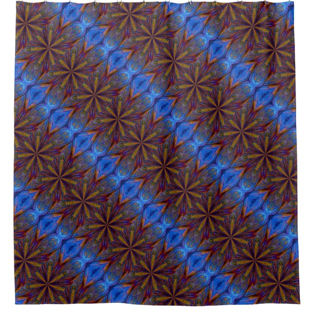 Colorful Abstract Blue And Gold Pattern  Shower Curtain (Front)