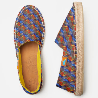 Colorful Abstract Blue And Red Brush Strokes Espadrilles