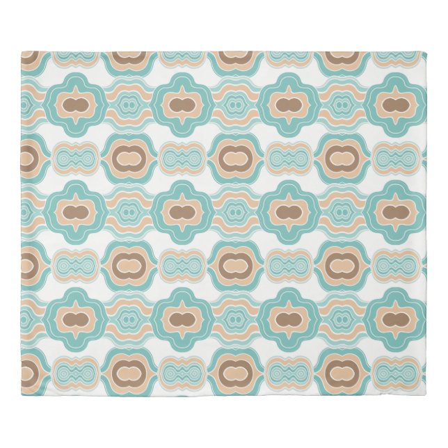 Colorful abstract blue/brown/tan medallion duvet cover (Front)