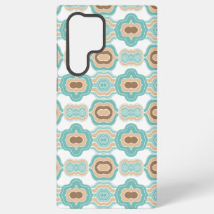 Colorful abstract blue/brown/tan medallion samsung galaxy s22 ultra case
