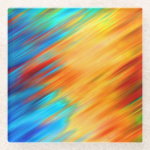 Colorful Abstract Blue Orange Flare Glass Coaster