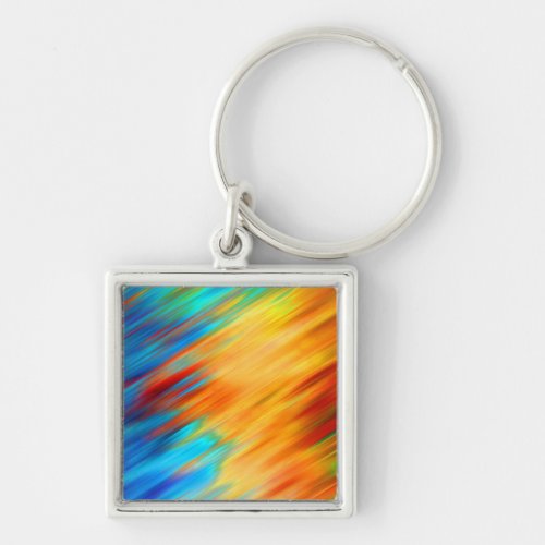 Colorful Abstract Blue Orange Flare Keychain