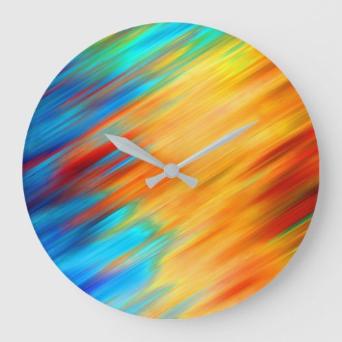 Colorful Abstract Blue Orange Flare Large Clock