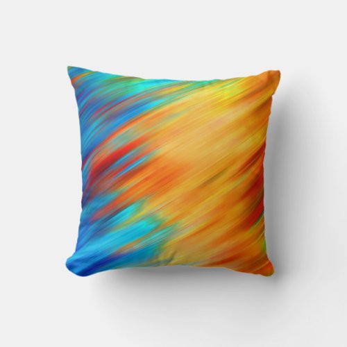 Colorful Abstract Blue Orange Flare Throw Pillow