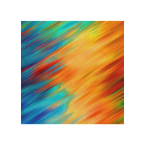 Colorful Abstract Blue Orange Flare Wood Wall Art