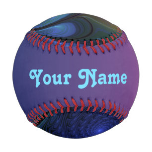 Colorful Abstract Blue Pink Green Fractal Own Name Baseball