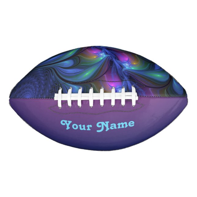 Colorful Abstract Blue Pink Green Fractal Own Name Football (Front)