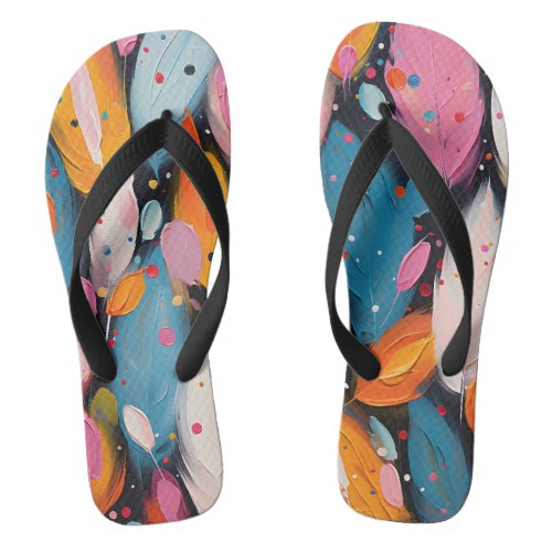 Colorful Abstract Bohemian Feathers Flip Flops