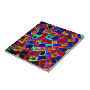 Colorful Abstract Bokeh Blocks Pattern Ceramic Tile