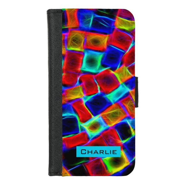 Colorful Abstract Bokeh Blocks Personalised iPhone Wallet Case (Front)