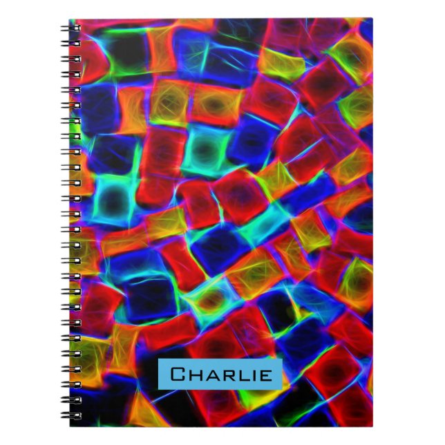 Colorful Abstract Bokeh Blocks Personalised Notebook (Front)