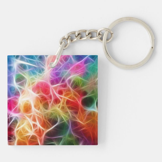 Colorful Abstract Bokeh lighting Electricity Keychain (Back)