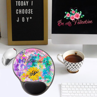 Colorful Abstract Bokeh Monogram Sunflower Unique  Gel Mouse Pad