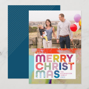 Colorful Abstract Bold I Christmas Photo Card