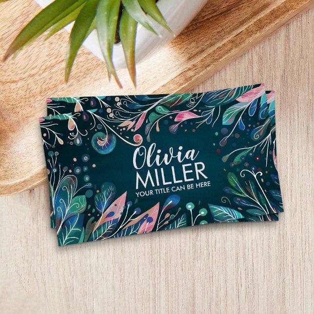 Colorful Abstract Botanical Art  Business Card (Creator Uploaded)