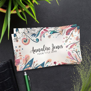 Colorful Abstract Botanical Art Business Card